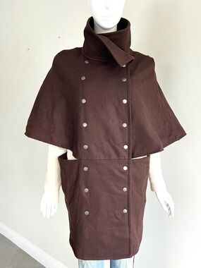 VERTIGO Wool Blend Double Breast Sleeves Cape Jacket Coat Sz M